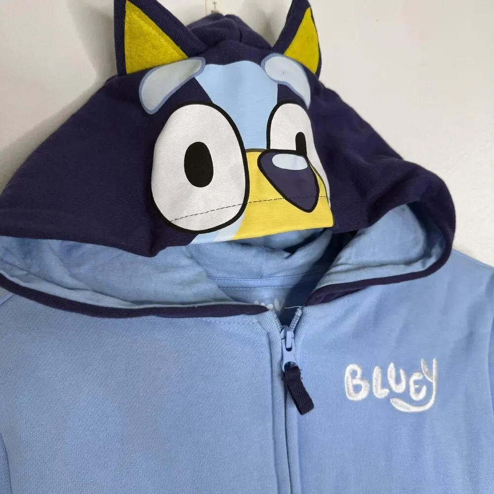 Bluey Jacket Boys Small Blue Hooded Full Zip Character Ears Costume Hoodie